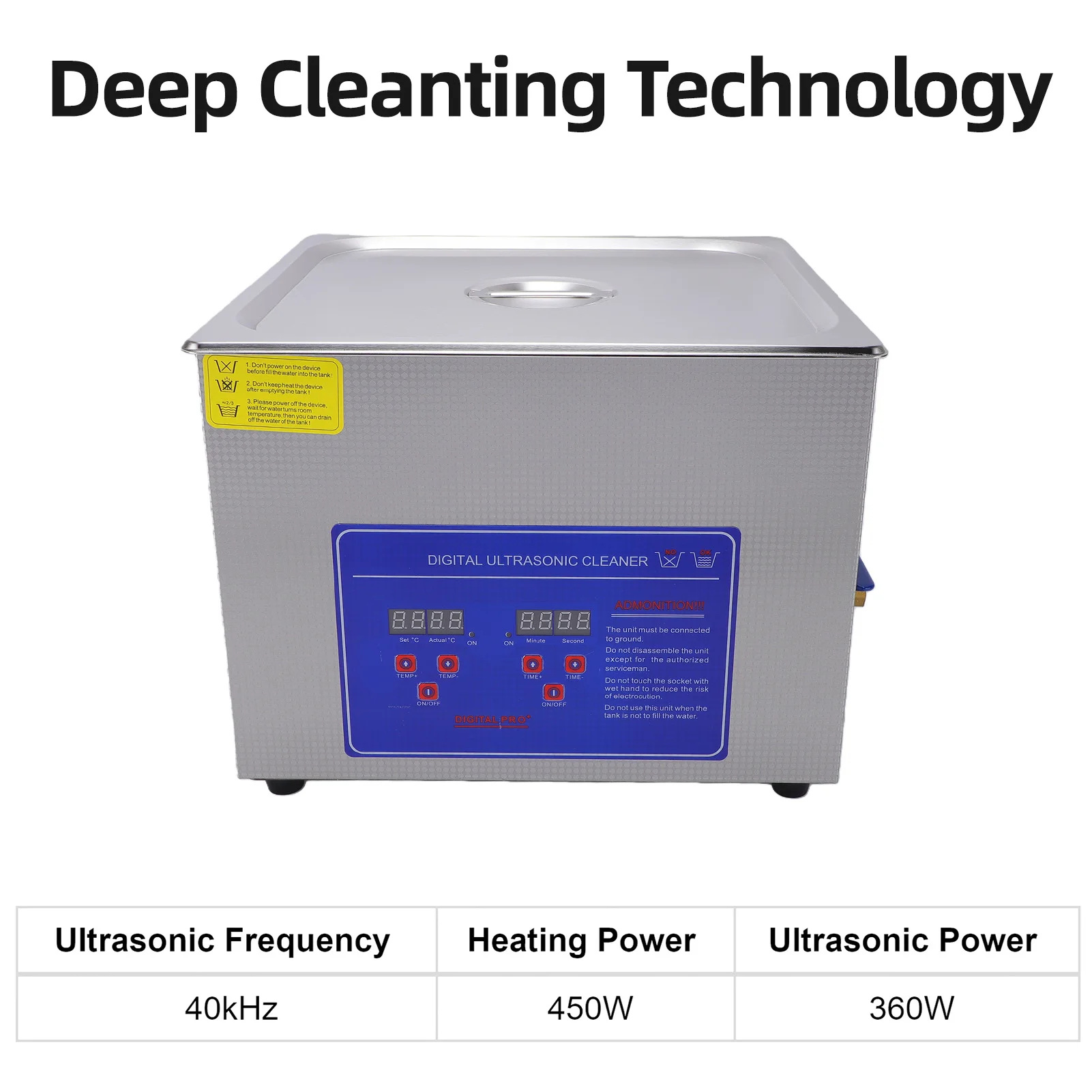 Ultrasonic Cleaning Machine 15/30L Digital Jewelry Cleaner 40kHz with Heater Stainless Steel Adjustable Time and Temperature for