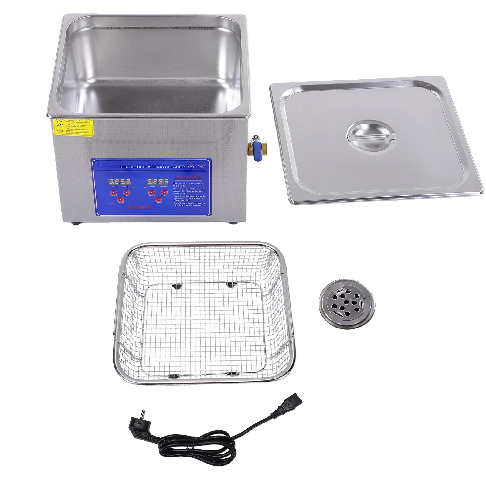 Ultrasonic Cleaning Machine 15/30L Digital Jewelry Cleaner 40kHz with Heater Stainless Steel Adjustable Time and Temperature for