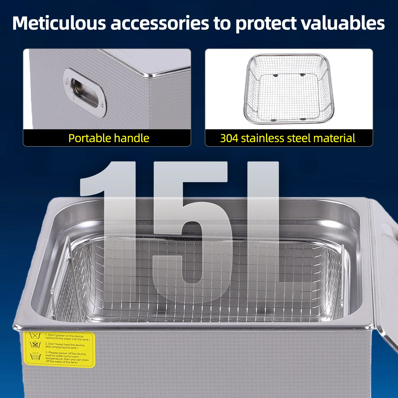 Ultrasonic Cleaning Machine 15/30L Digital Jewelry Cleaner 40kHz with Heater Stainless Steel Adjustable Time and Temperature for