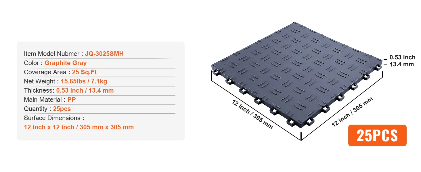 SucceBuy Garage Tiles Interlocking 12x12in 25 Pack Garage Floor Covering Non-Slip Double-Sided Texture Garage Flooring Tiles