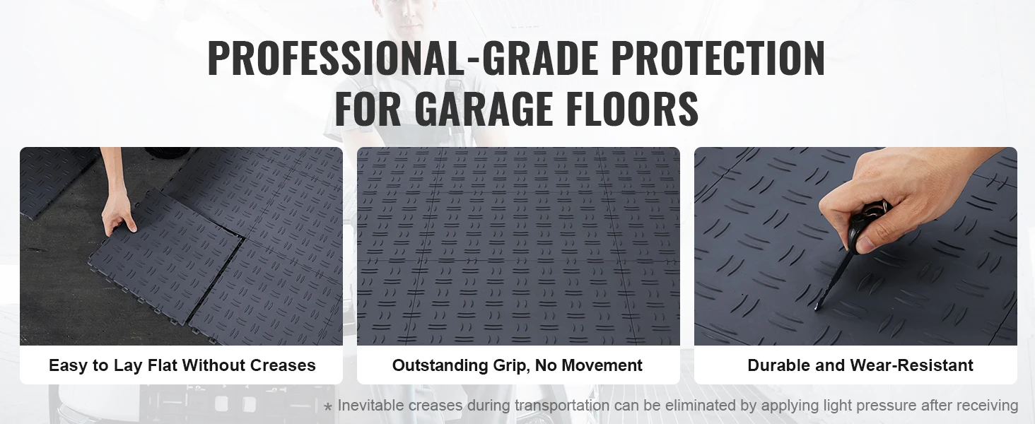 SucceBuy Garage Tiles Interlocking 12x12in 25 Pack Garage Floor Covering Non-Slip Double-Sided Texture Garage Flooring Tiles