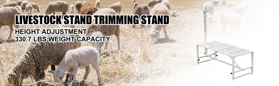 SucceBuy Livestock Stand Trimming Stand with Straight Head Piece Goat Trimming Stand Metal Frame Livestock Trimming Stands