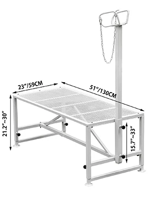 SucceBuy Livestock Stand Trimming Stand with Straight Head Piece Goat Trimming Stand Metal Frame Livestock Trimming Stands