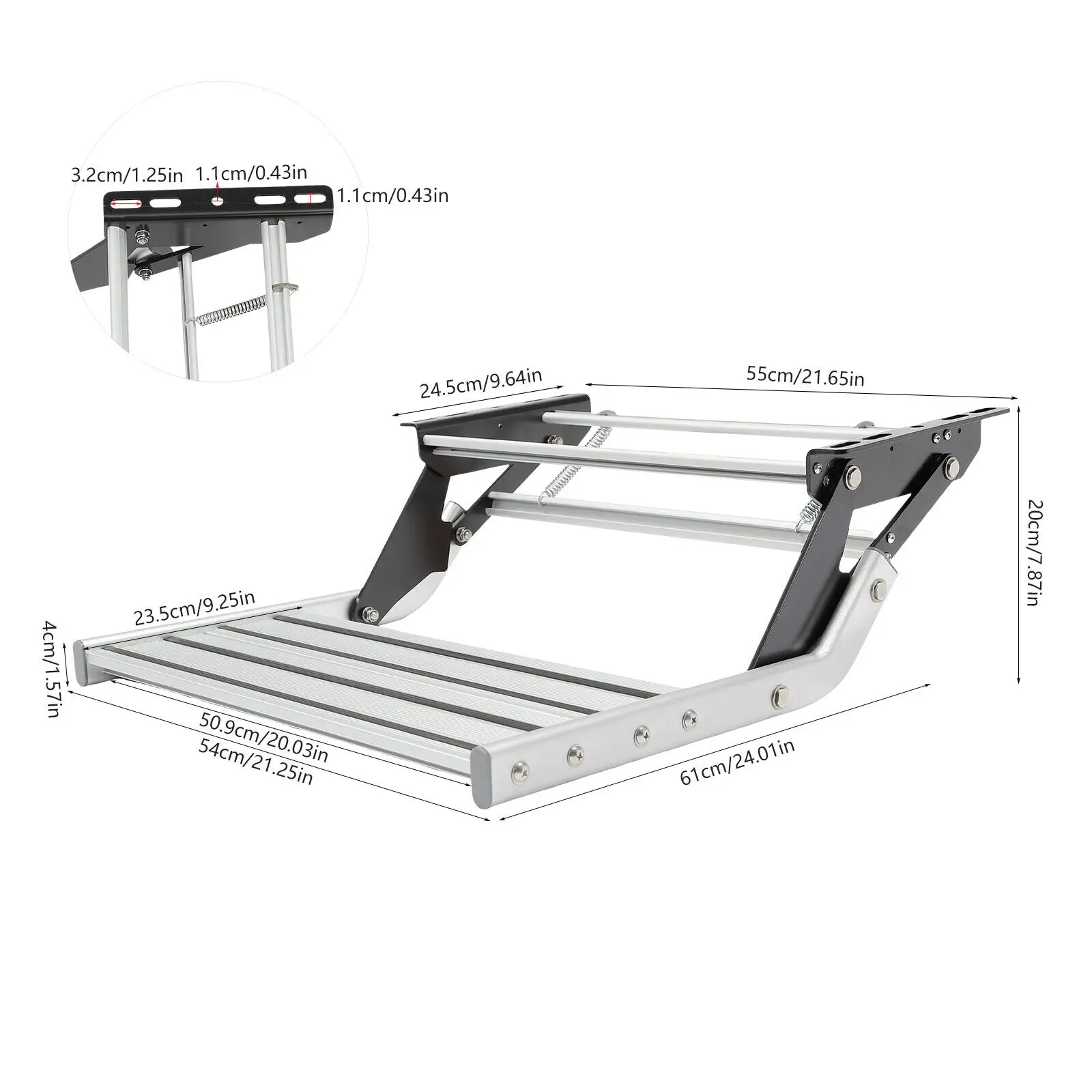 Single Step Aluminium | Extendable Side Steps | Step Entry Motorhome Caravan Aluminum Alloy Manual Entry Step