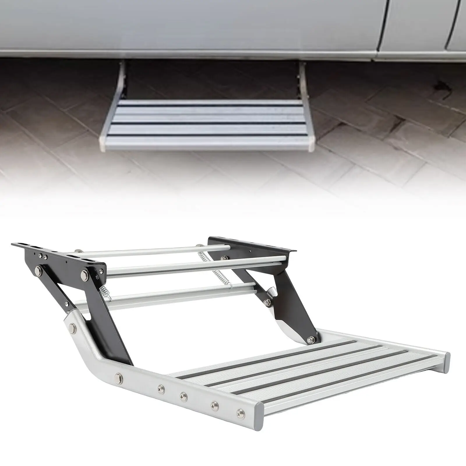 Single Step Aluminium | Extendable Side Steps | Step Entry Motorhome Caravan Aluminum Alloy Manual Entry Step