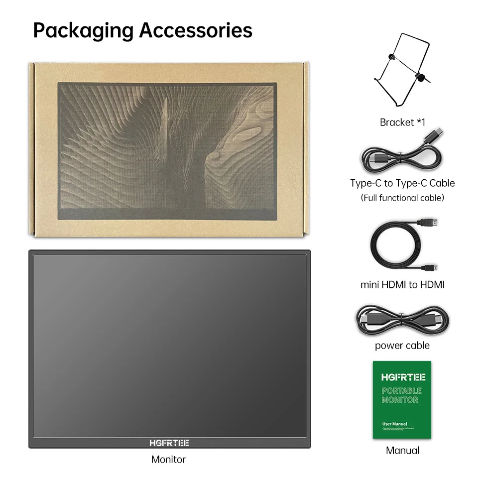 HGFRTEE 12.3inch Portable Monitor 3:2 400Cd/m² 100%sRGB second screen Gaming Extended Display for Mac Phone PS5 Xbox Switch