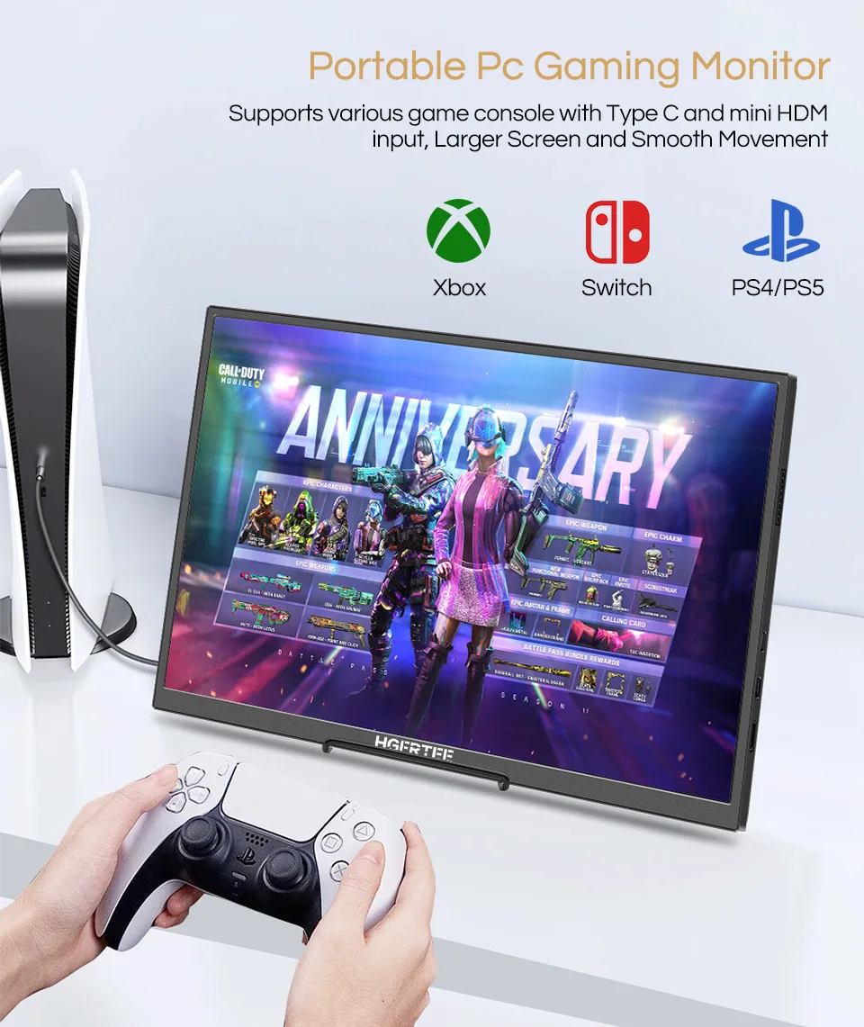 HGFRTEE 12.3inch Portable Monitor 3:2 400Cd/m² 100%sRGB second screen Gaming Extended Display for Mac Phone PS5 Xbox Switch