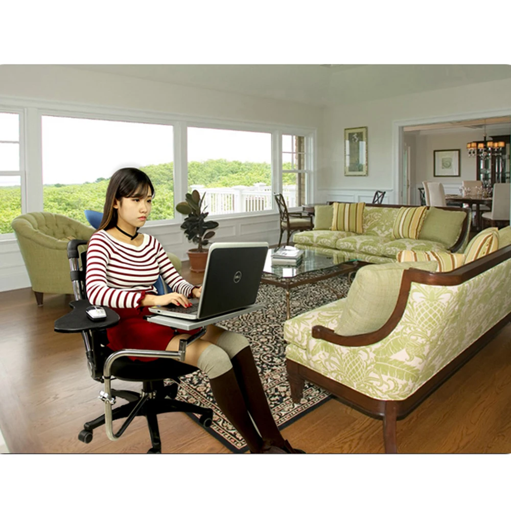 Chair Keyboard Tray, Laptop Keyboard Mouse Chair Stand w/USB Fan, Adjustable Mouse Mount Installed to Chair with -85°~ +20°Tilt