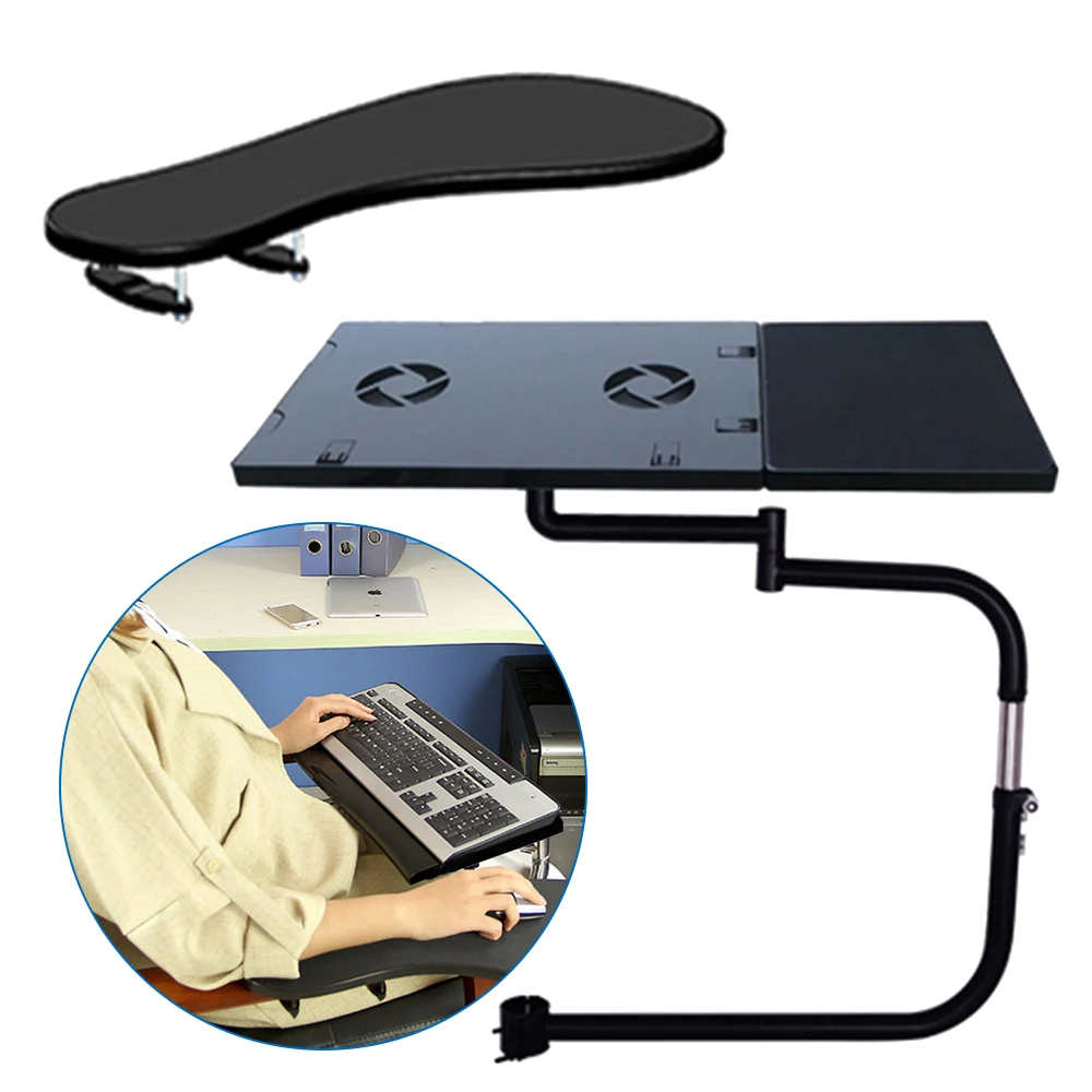 Chair Keyboard Tray, Laptop Keyboard Mouse Chair Stand w/USB Fan, Adjustable Mouse Mount Installed to Chair with -85°~ +20°Tilt