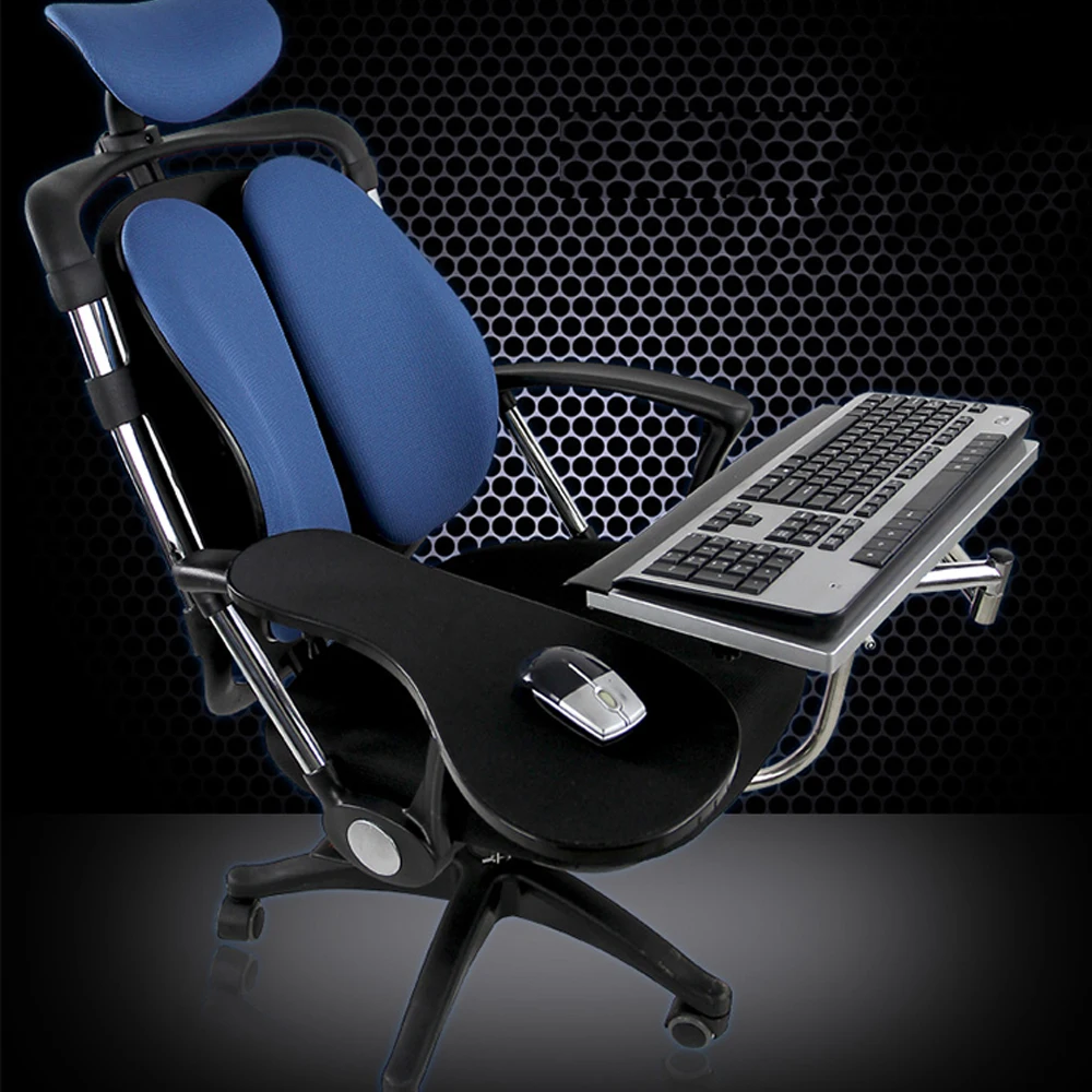 Chair Keyboard Tray, Laptop Keyboard Mouse Chair Stand w/USB Fan, Adjustable Mouse Mount Installed to Chair with -85°~ +20°Tilt