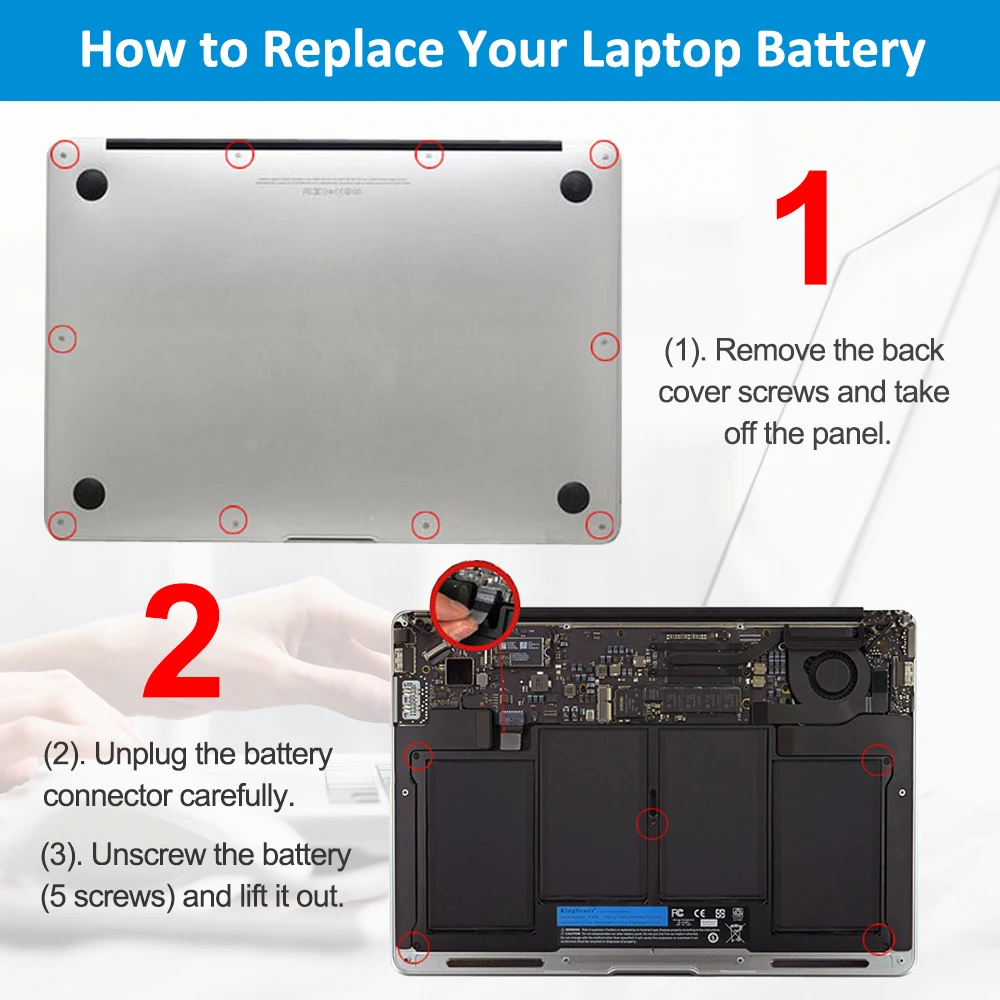 KingSener New Laptop Battery A1496 For Apple MacBook Air 13" A1466 2012/2013/2014/2015/2017 MD760LL/A MD761CH/A 7.6V 7150mAh