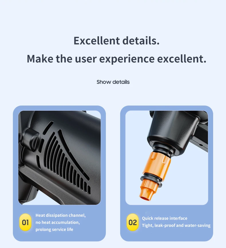 35Bar Electric Car Washer Gun 30000mAh Wireless High Pressure Water Gun Multi Function Rotating Nozzle Home Car Wipe Sprayer