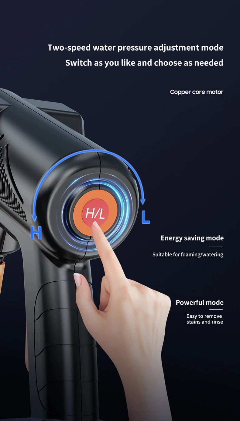 35Bar Electric Car Washer Gun 30000mAh Wireless High Pressure Water Gun Multi Function Rotating Nozzle Home Car Wipe Sprayer