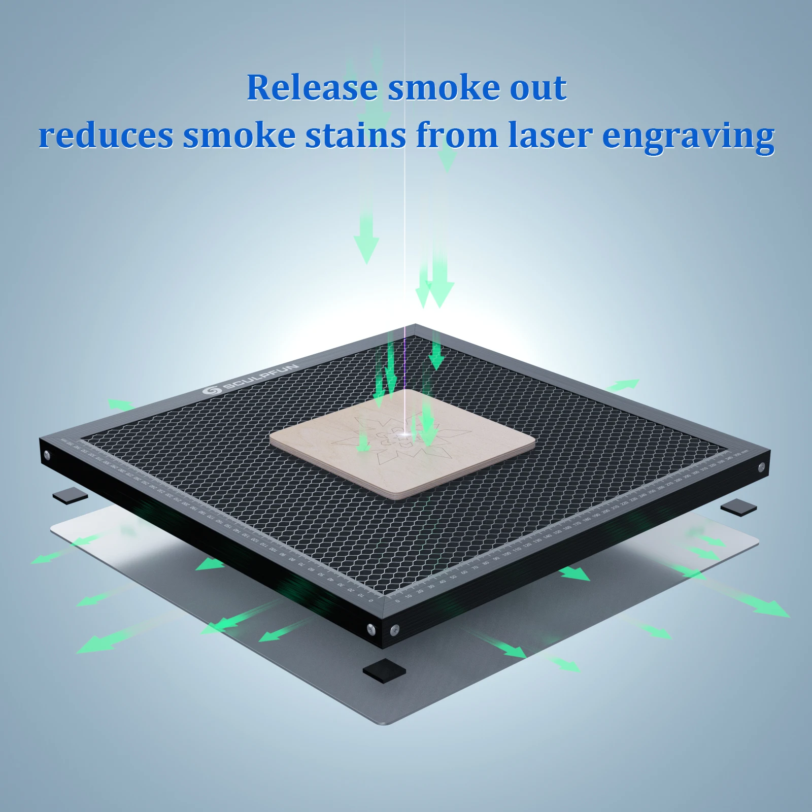 SCULPFUN Honeycomb Working Table for Laser Engraver CO2 Engraving Cutting Machine 400x400x22mm Safemetal desktop protection boad
