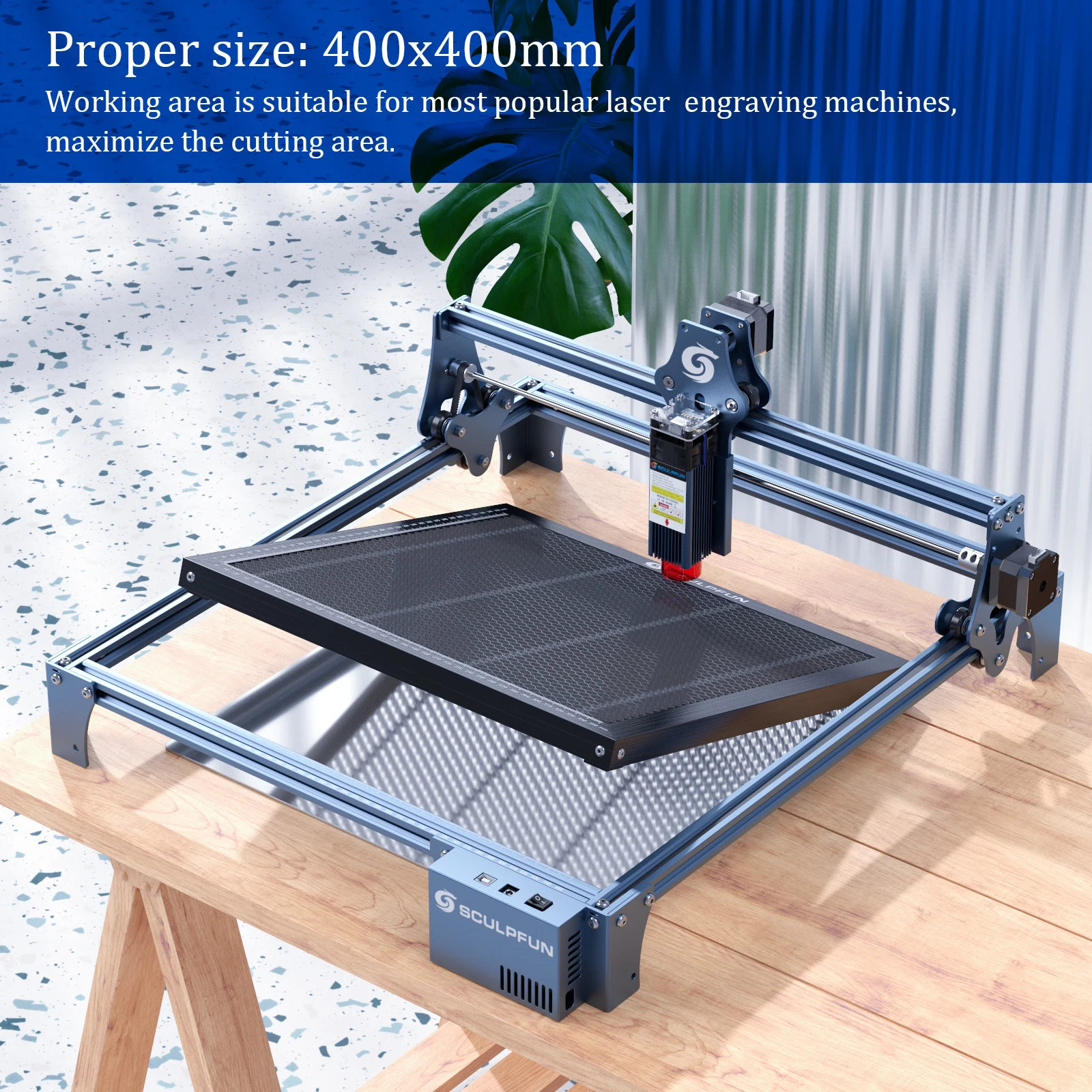 SCULPFUN Honeycomb Working Table for Laser Engraver CO2 Engraving Cutting Machine 400x400x22mm Safemetal desktop protection boad