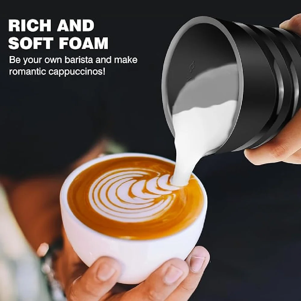 4-in-1 Electric Milk Frother & Warmer - 600ml Large Capacity, for Hot/Cold Froth, Hot Milk & Chocolate