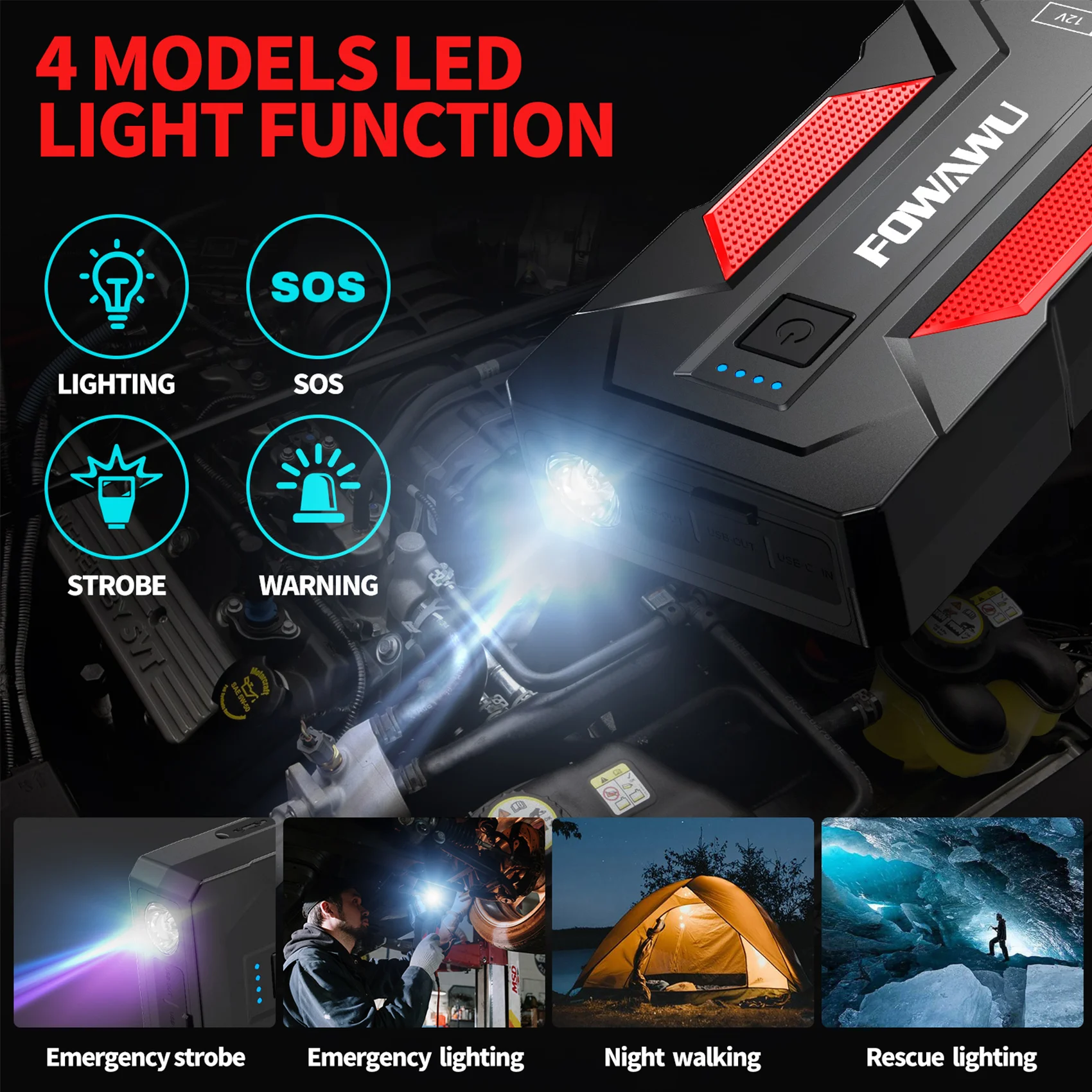 6000A Car Jump Starter, Jump Starter, 24800mAh Car Battery Jump Starter, Car Jump Starters, Portable Battery Jumper Starter