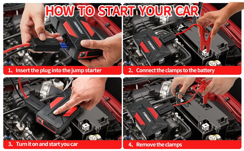 6000A Car Jump Starter, Jump Starter, 24800mAh Car Battery Jump Starter, Car Jump Starters, Portable Battery Jumper Starter