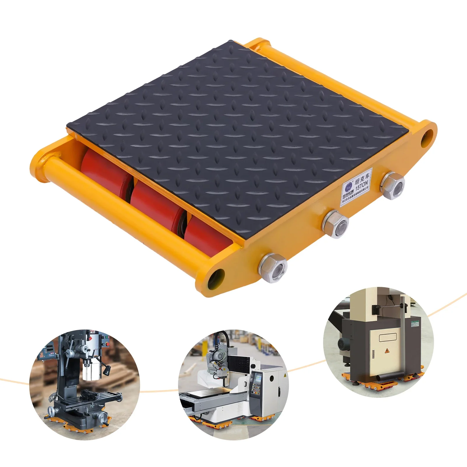 7T-Alloy Steel Machinery Mover 15T (33069lbs) Max-Load Mover w/9 High-Quality PU Rollers for Distributing and Transporting Large