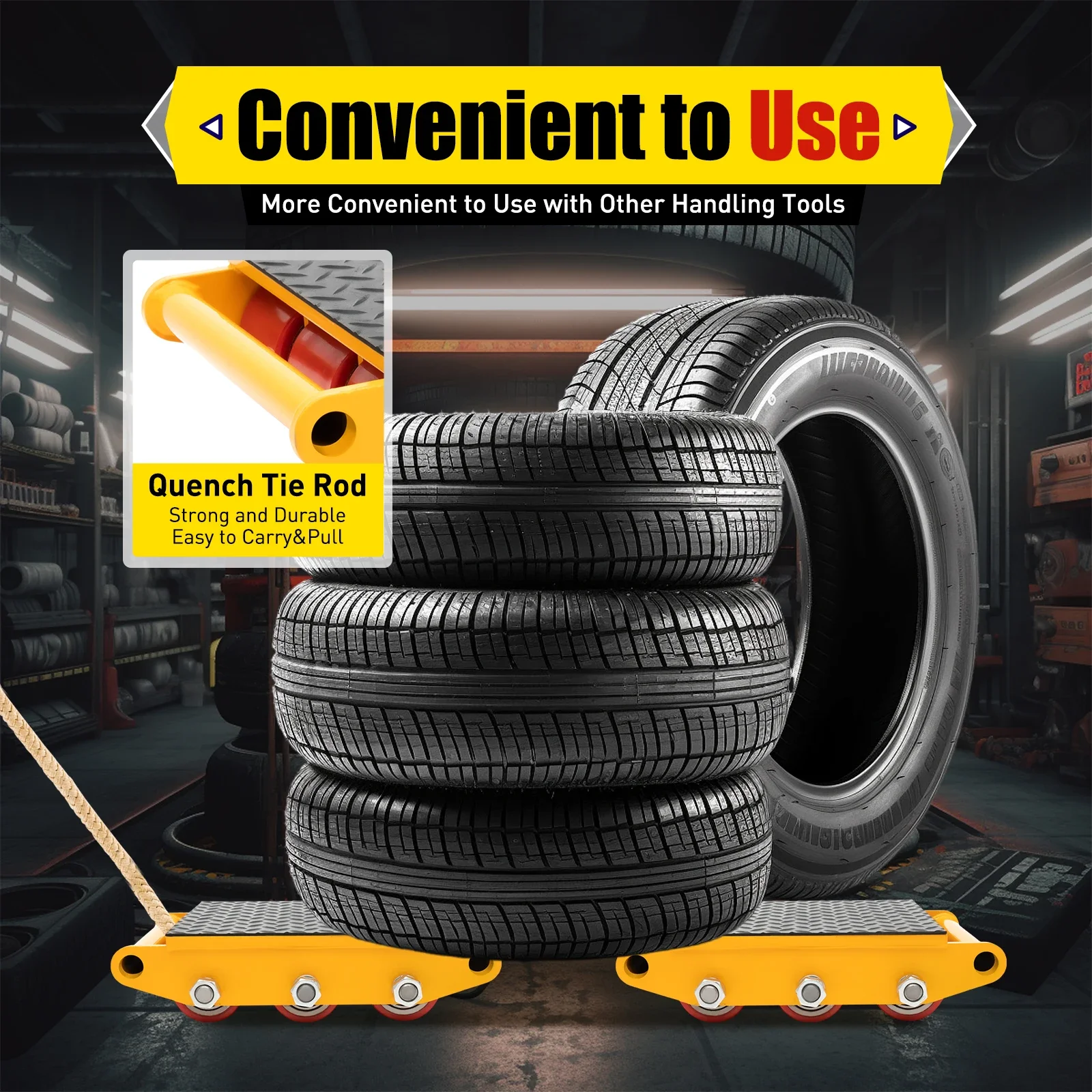 7T-Alloy Steel Machinery Mover 15T (33069lbs) Max-Load Mover w/9 High-Quality PU Rollers for Distributing and Transporting Large