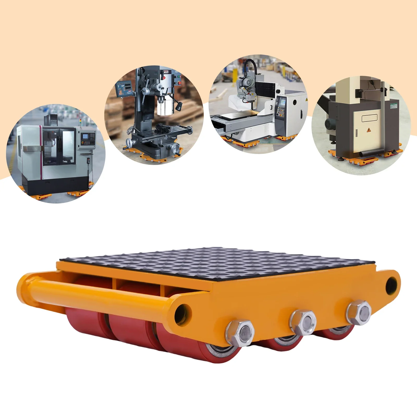 7T-Alloy Steel Machinery Mover 15T (33069lbs) Max-Load Mover w/9 High-Quality PU Rollers for Distributing and Transporting Large