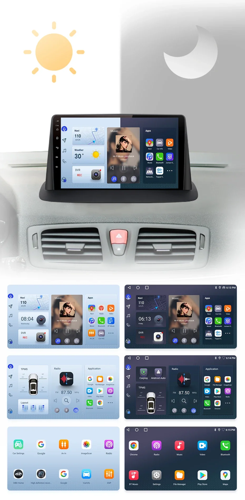 Junsun CarPlay Android Auto Radio For Renault Megane 3 Fluence Samsung SM3 2008-2014 Car Intelligent Systems RDS 2 din autoradio