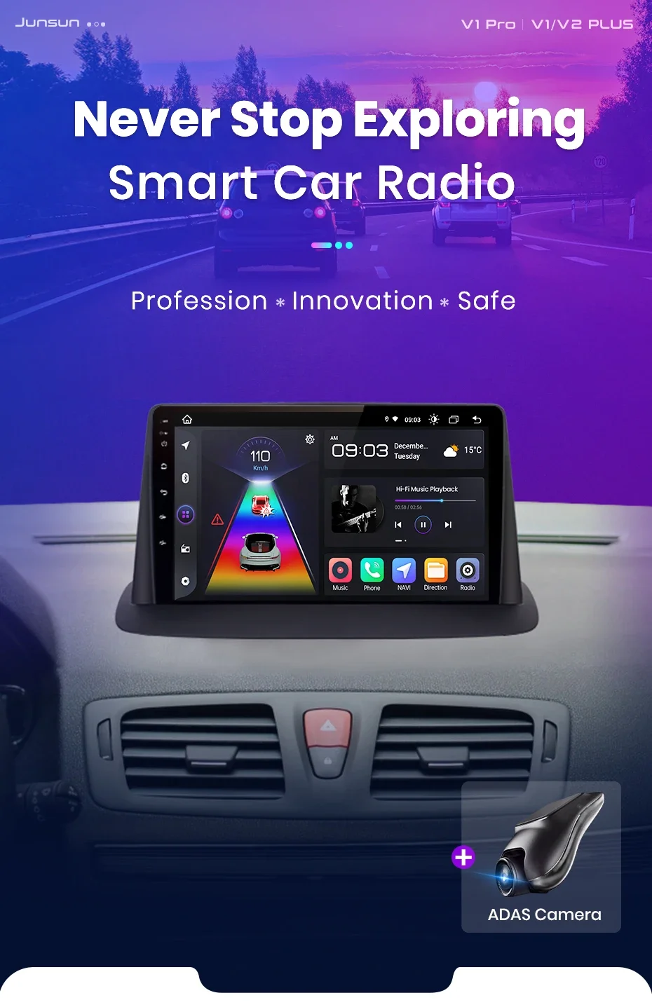 Junsun CarPlay Android Auto Radio For Renault Megane 3 Fluence Samsung SM3 2008-2014 Car Intelligent Systems RDS 2 din autoradio
