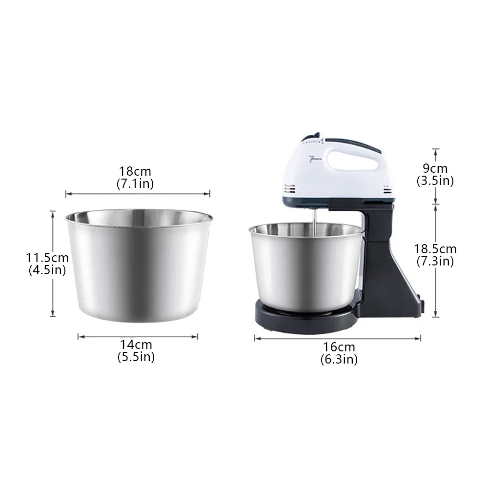 Countertop Mixer 180-350W 1.7L Capacity, Stainless Steel & Plastic Compact Design Multifunctional for Baking & Kitchen Work