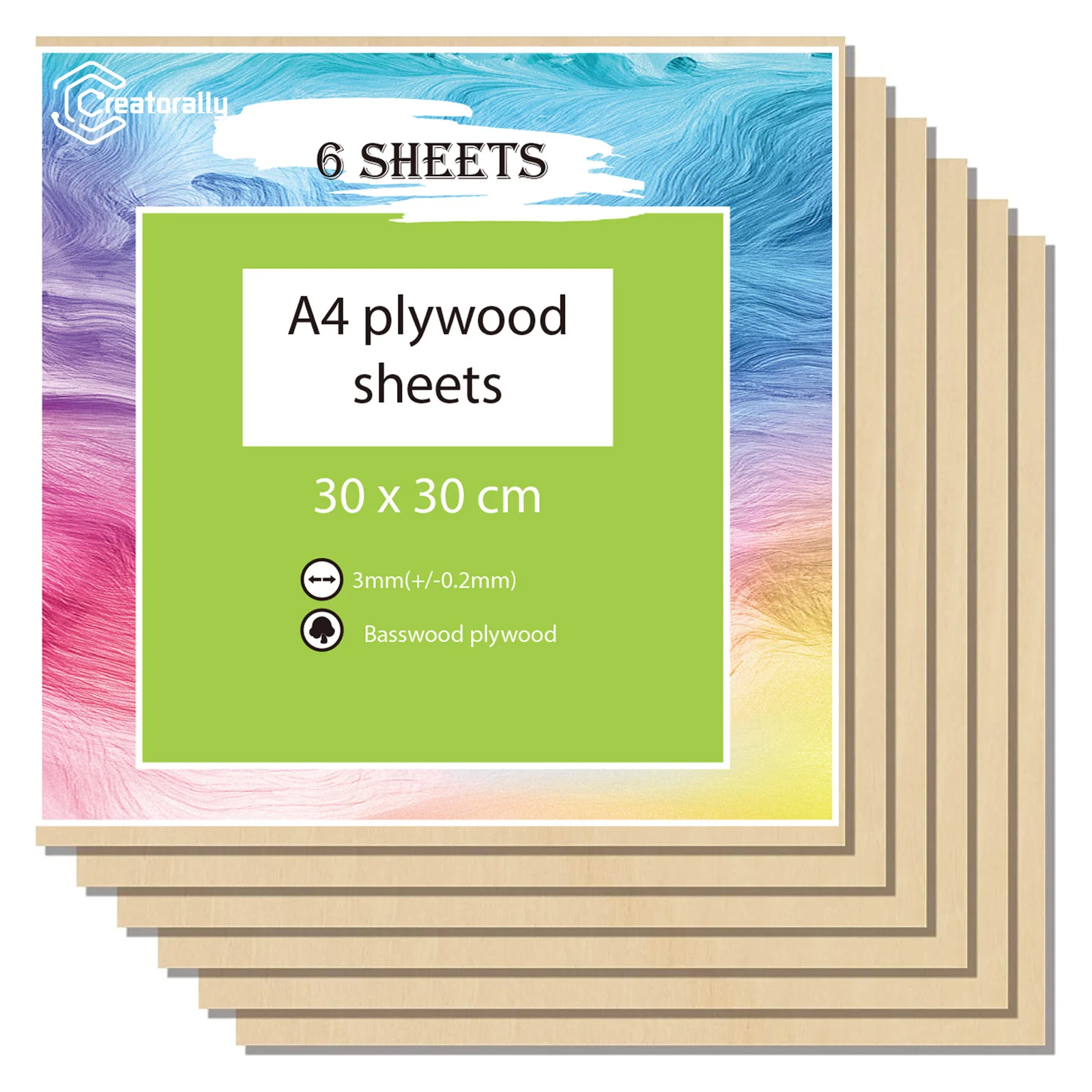 6pcs A4 Plywood Sheets 3mm Thickness (+/- 0.2mm) Basswood Plywood 11.8x11.8 inch for Engraving