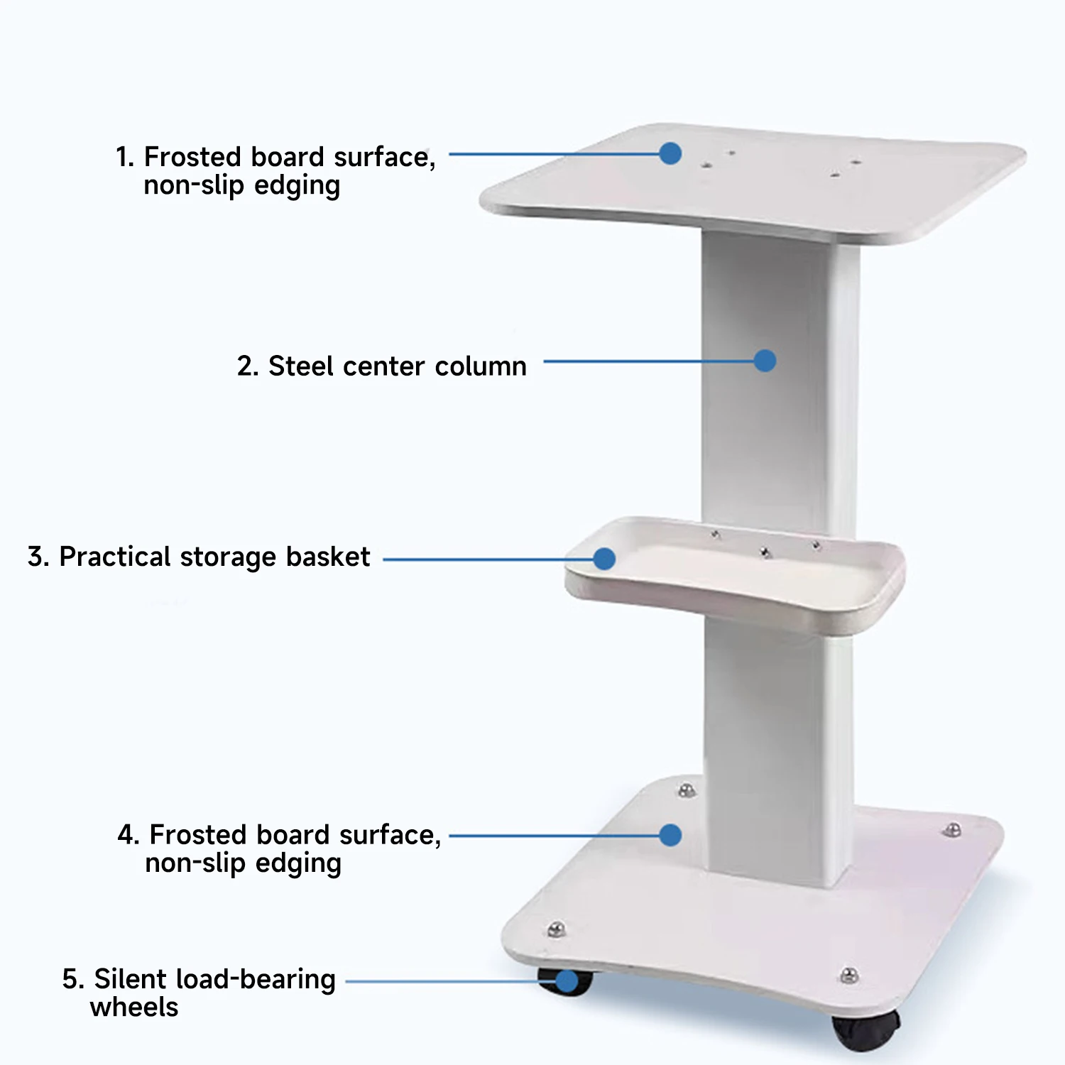 Trolley Stand Rolling Cart Maximum Bearing Capacity 40kg Furniture Tool Storage Cart Anti Skid Panel 360 ° Rotation Caster