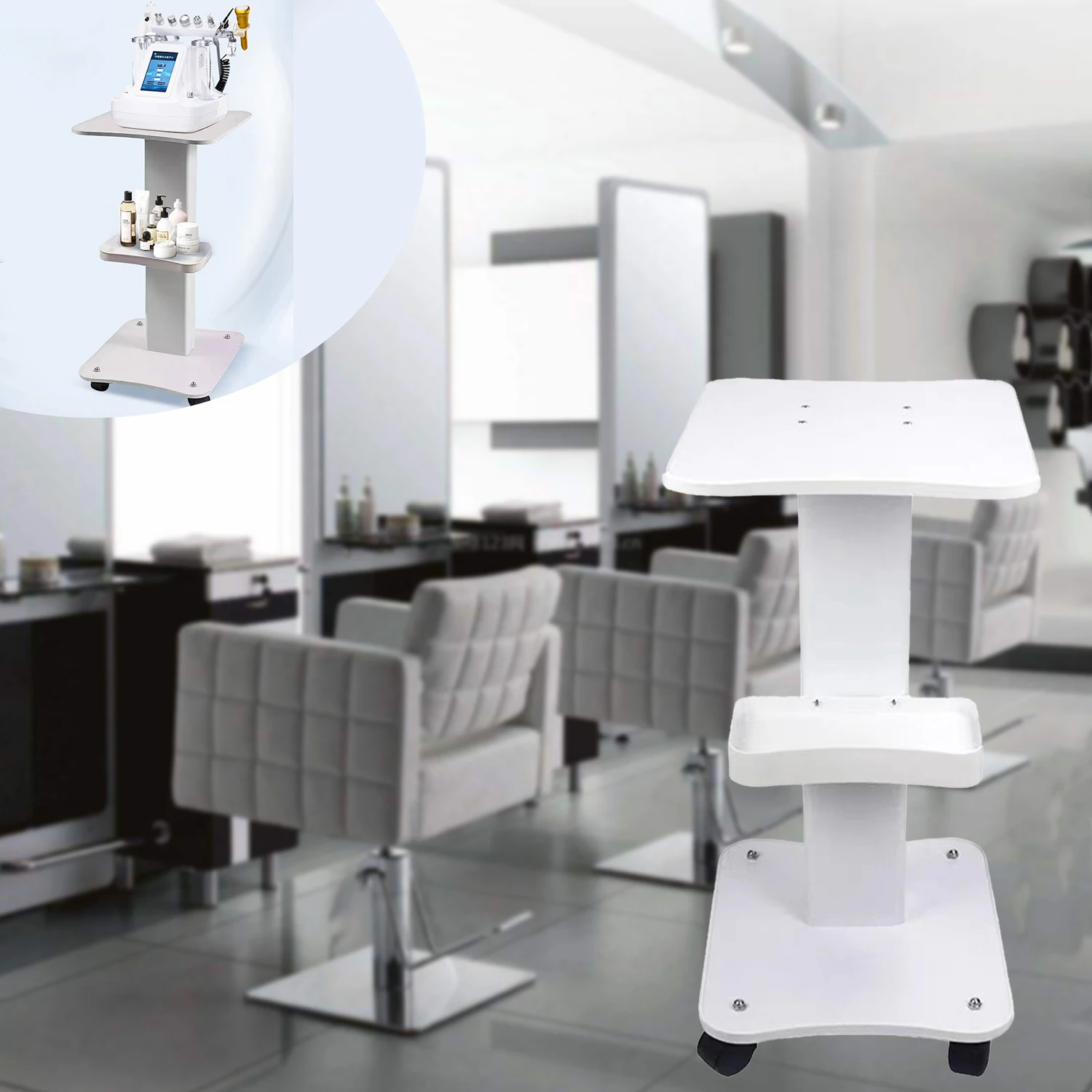 Trolley Stand Rolling Cart Maximum Bearing Capacity 40kg Furniture Tool Storage Cart Anti Skid Panel 360 ° Rotation Caster
