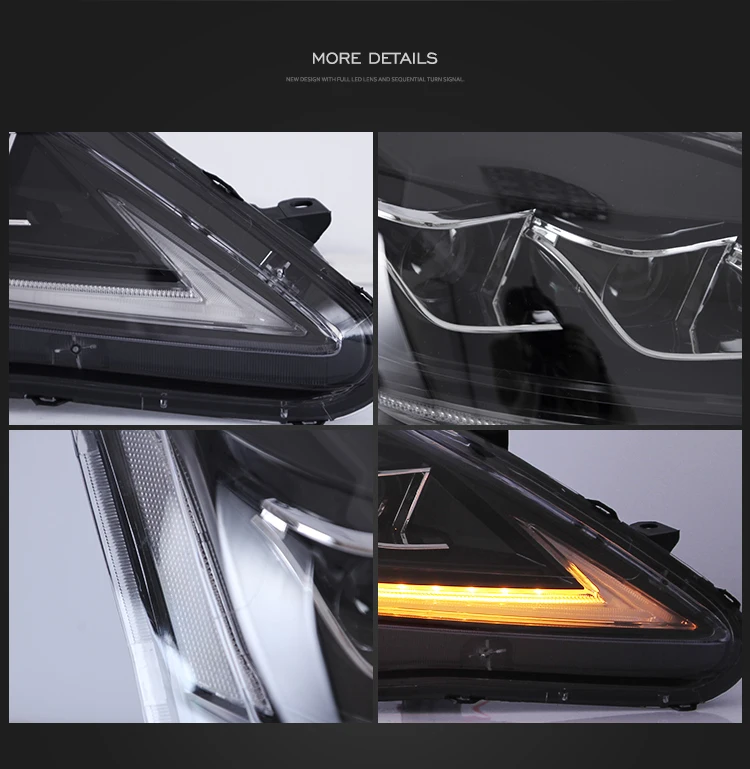 VLAND 2005-2013 Lexus IS250 IS350 IS300 & 2007-2014 ISF LED Headlights 2PCS, E-Mark Certified Headlamps with Sequential Turn Signal, Plug & Play, Front Light Upgrade Replacement