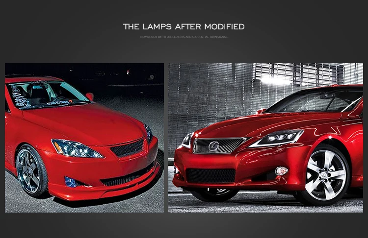 VLAND 2005-2013 Lexus IS250 IS350 IS300 & 2007-2014 ISF LED Headlights 2PCS, E-Mark Certified Headlamps with Sequential Turn Signal, Plug & Play, Front Light Upgrade Replacement