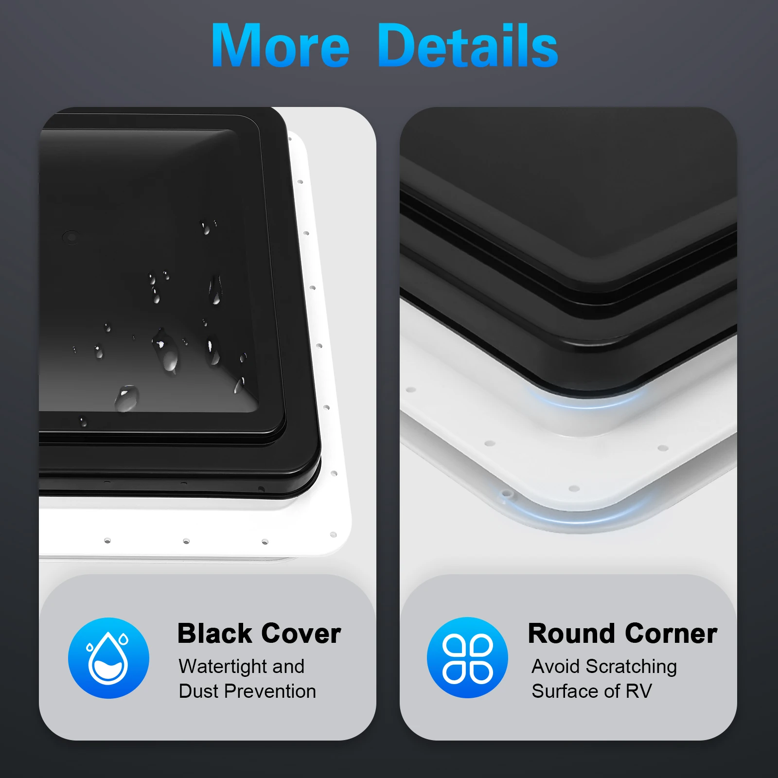 Roof Vent Skylight 42 x 42 cm, Dekalin Sealant + Screws for Caravans or Motorhomes