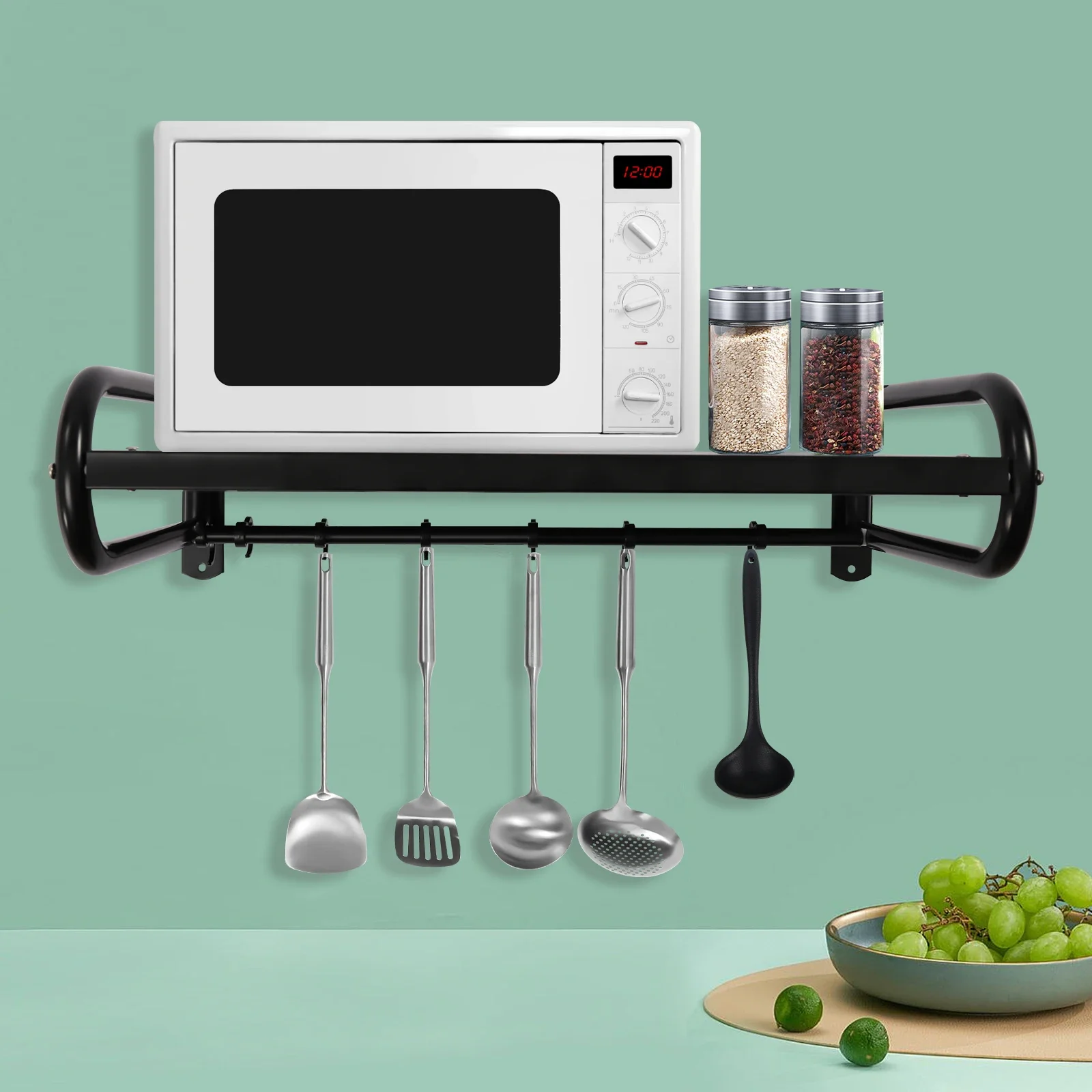 Carbon Steel Wall Shelf Metal Shelving Heavy Duty Commercial or Household Grade Wall Mount Microwave Oven Shelf