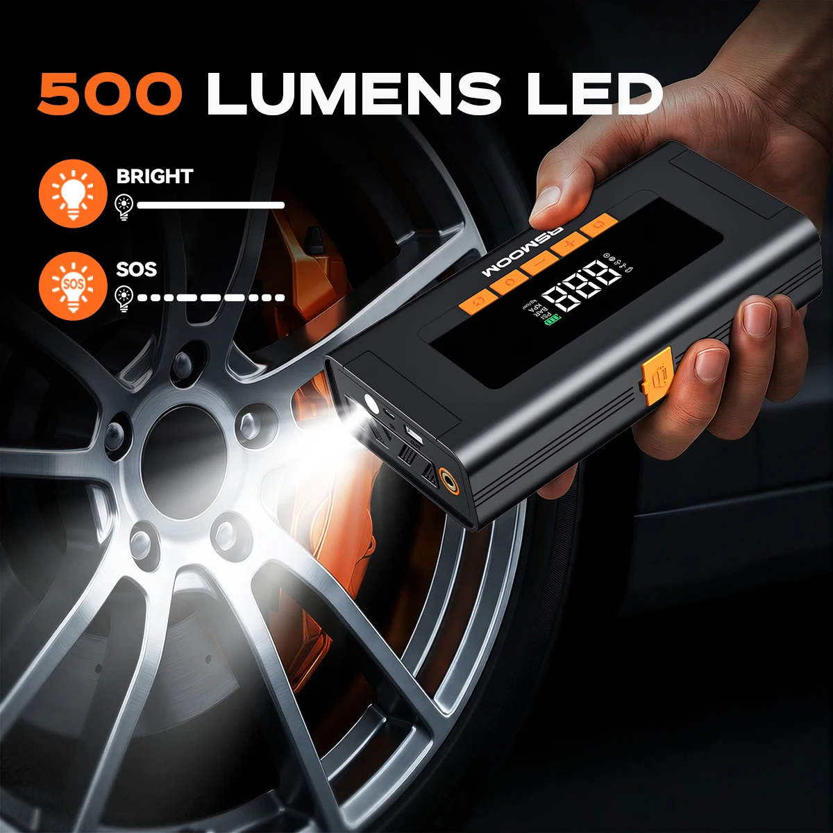 1500A peak Car Jump Starter with Air Compressor, 2in1 Car Emergency Starter Power Supply, 150PSI Digital Tire Pump, Air Compressor, Power Bank, Portable Battery Charger, 12V Jump Box Car Battery Jump Starter with LED Light, Emergency Auto Tool