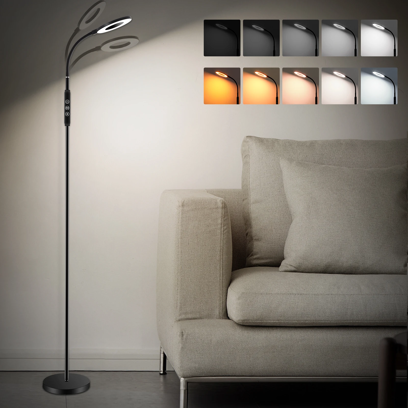 Multifunctional Dimmable Floor Lamp, 360° Rotating Design, 1800K-6000K, Night Light & Memory Function