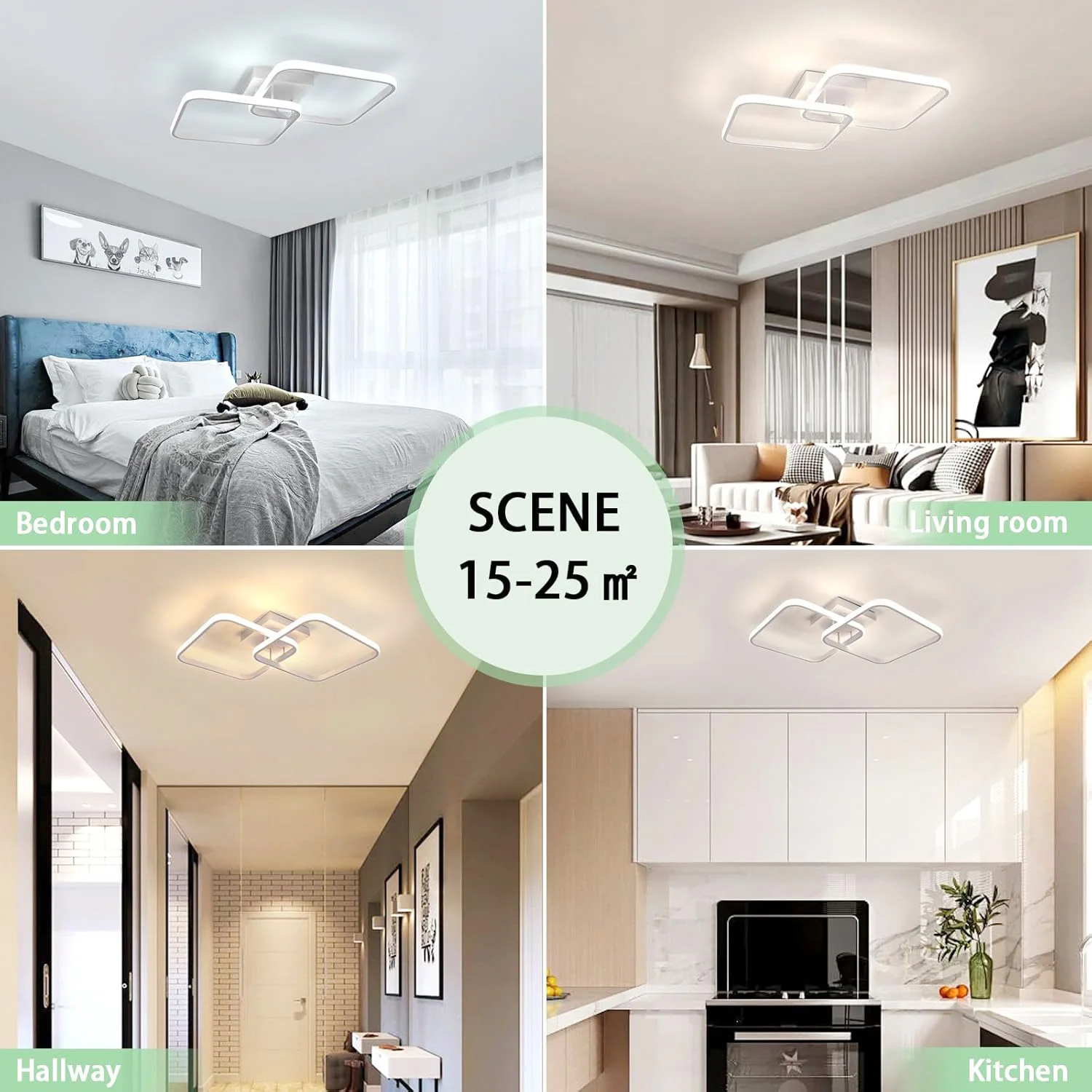 Dimmable Ceiling Light, Remote Controlled Ceiling Lamp 3000K-6500K , Modern LED Square Ceiling Light for Bedroom Living Room