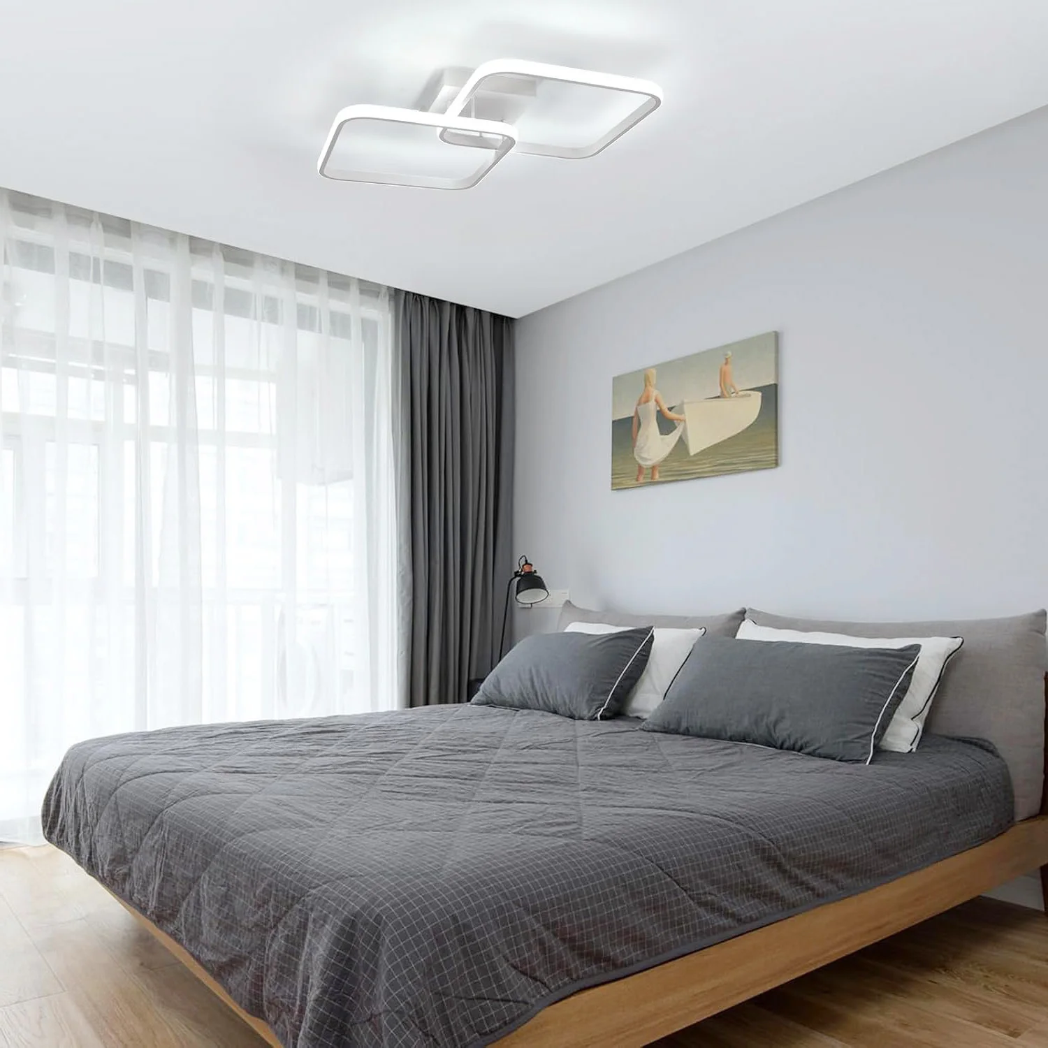 Dimmable Ceiling Light, Remote Controlled Ceiling Lamp 3000K-6500K , Modern LED Square Ceiling Light for Bedroom Living Room