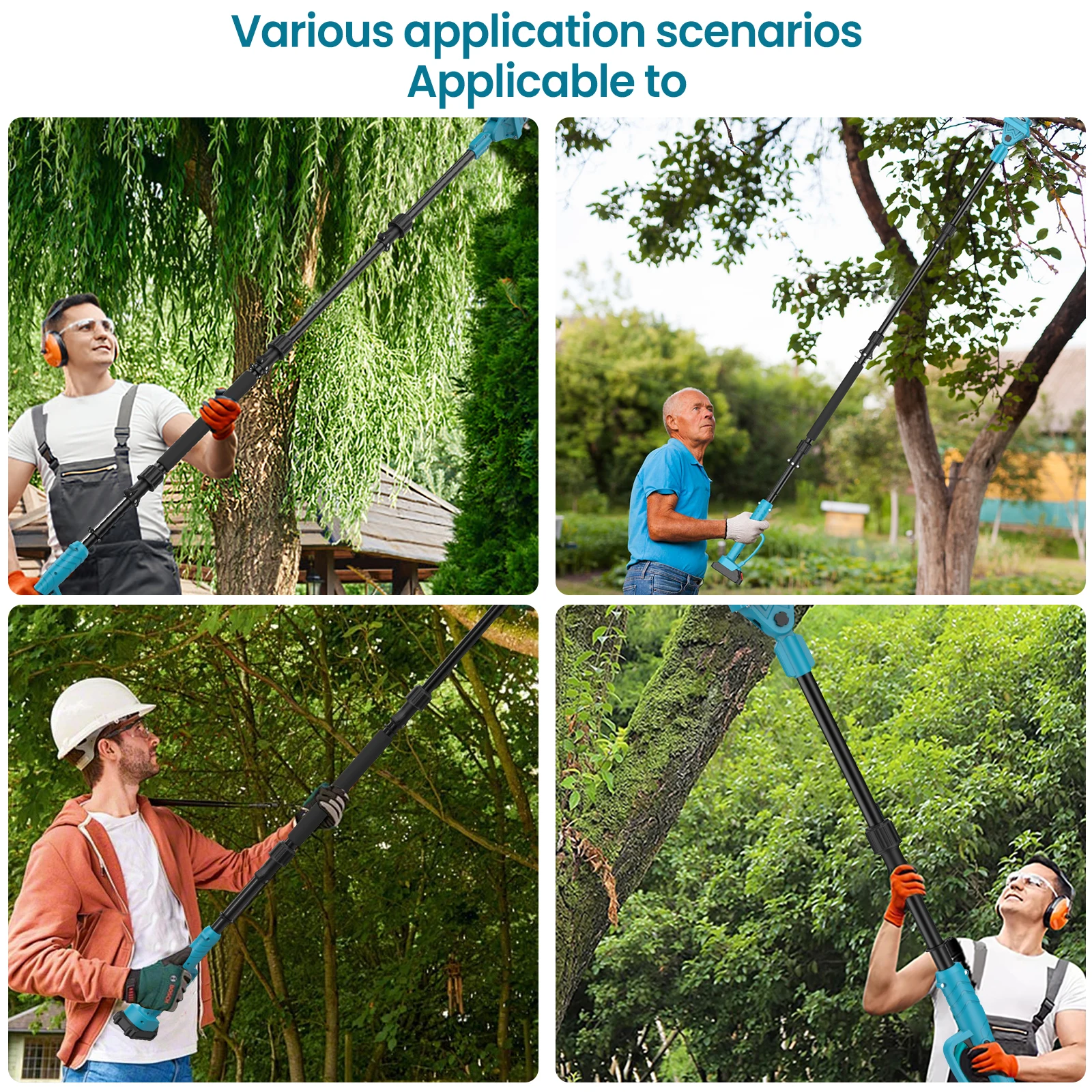 2M Plug In Type Extension Rod For Electric Pruning Shear&Chainsaw 180° Adjust High Branch Telescoping Rod For Makita 18V Batter