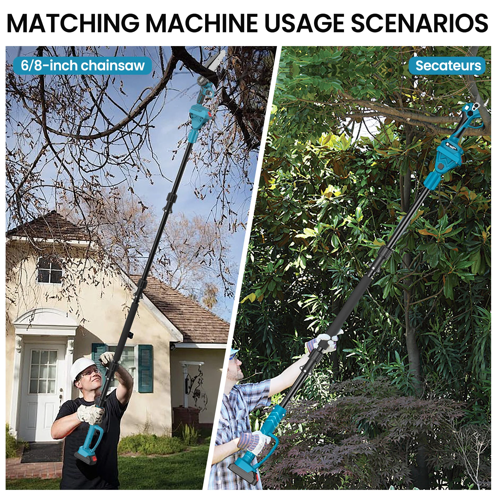 2M Plug In Type Extension Rod For Electric Pruning Shear&Chainsaw 180° Adjust High Branch Telescoping Rod For Makita 18V Batter