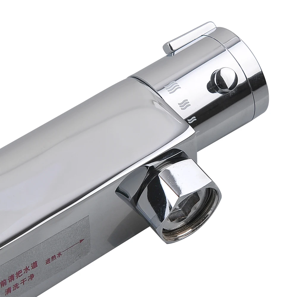 Thermostatic Shower Mixer Tap Anti-Burn Thermostatic Shower Tap with Safety Knob at 38°C Chrome-Plated Brass Faucet For Bathroom