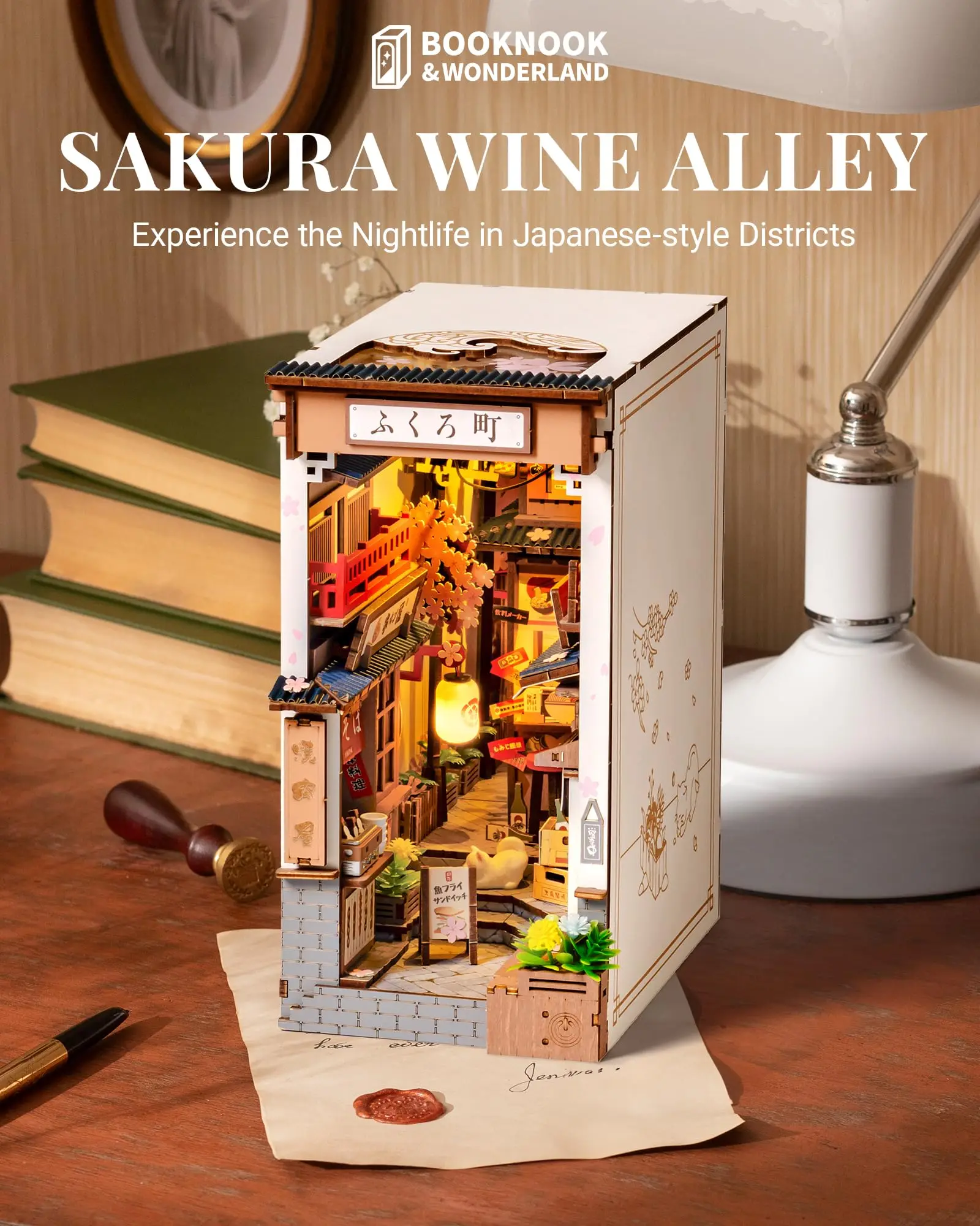 ROBOTIME Book Nook Kit DIY Miniature House 3D Wooden Puzzle Creative Decorative(TGB11) Unique Gifts for Teens&Adults (