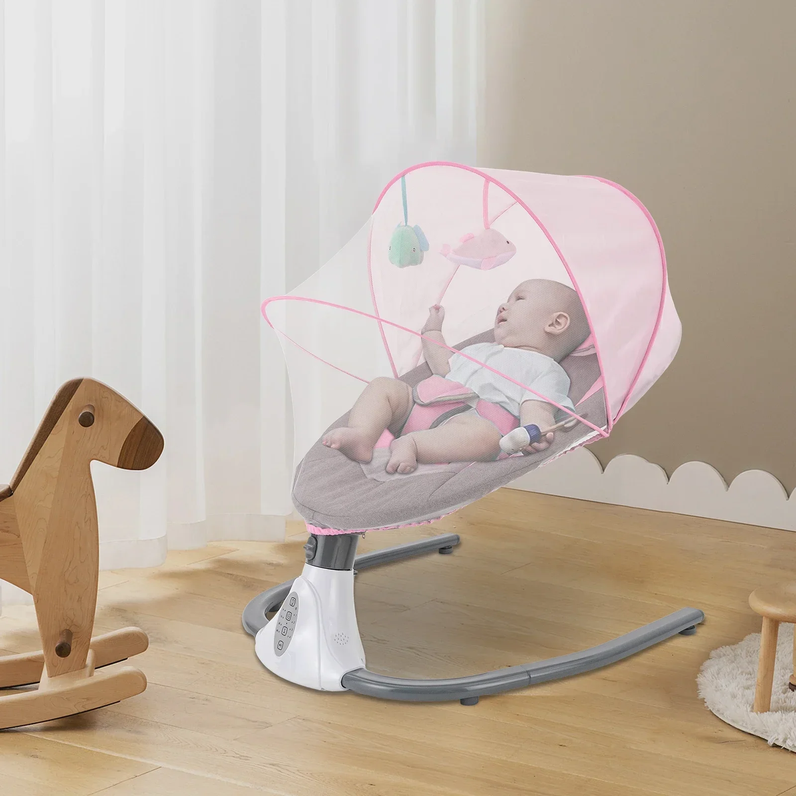 Electric Baby Swing with Music for Children Up To 18 Kg, Featuring Remote Control and Bluetooth Connectivity, Four Swing Speeds