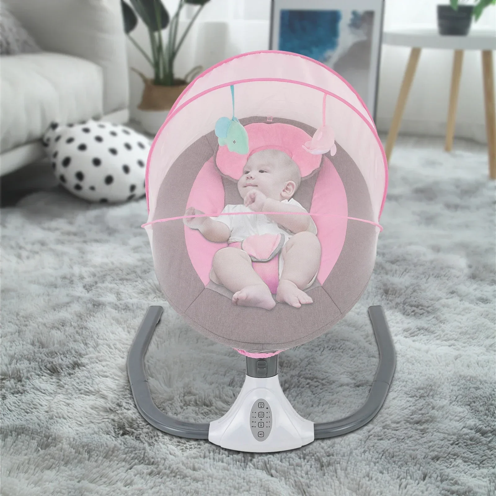 Electric Baby Swing with Music for Children Up To 18 Kg, Featuring Remote Control and Bluetooth Connectivity, Four Swing Speeds