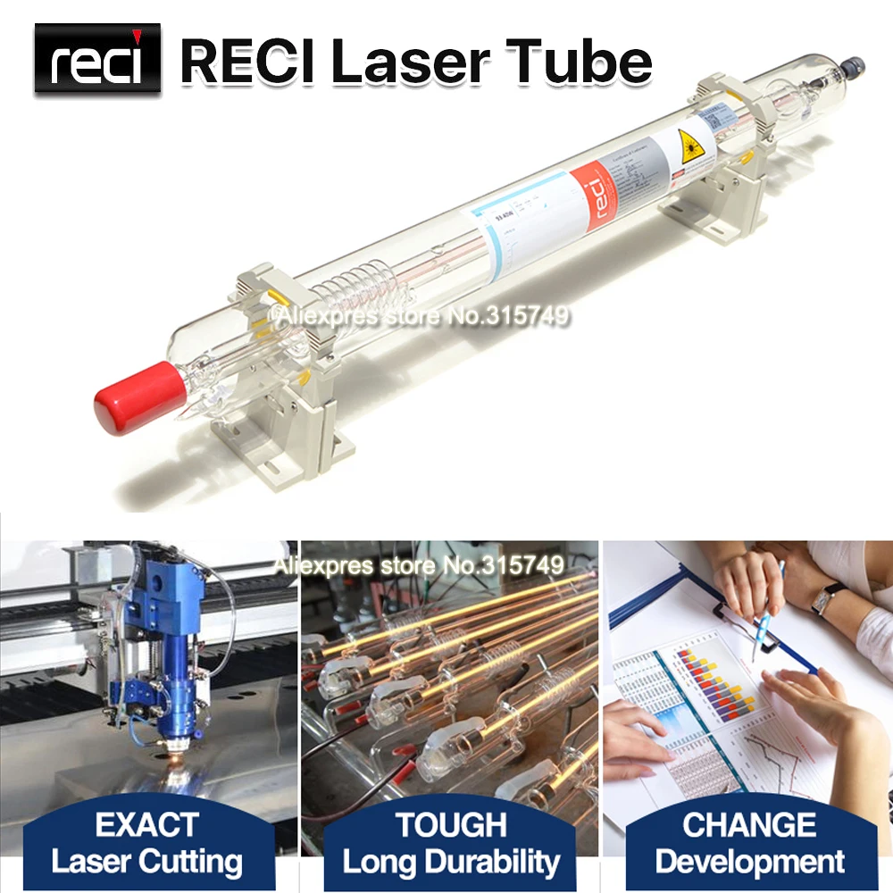 100W Reci W2 CO2 Laser Tube Dia.80mm/65mm Wooden Box Packing CO2 Laser Engraving Cutting Machine Laser Tube Woodworking EU Stock
