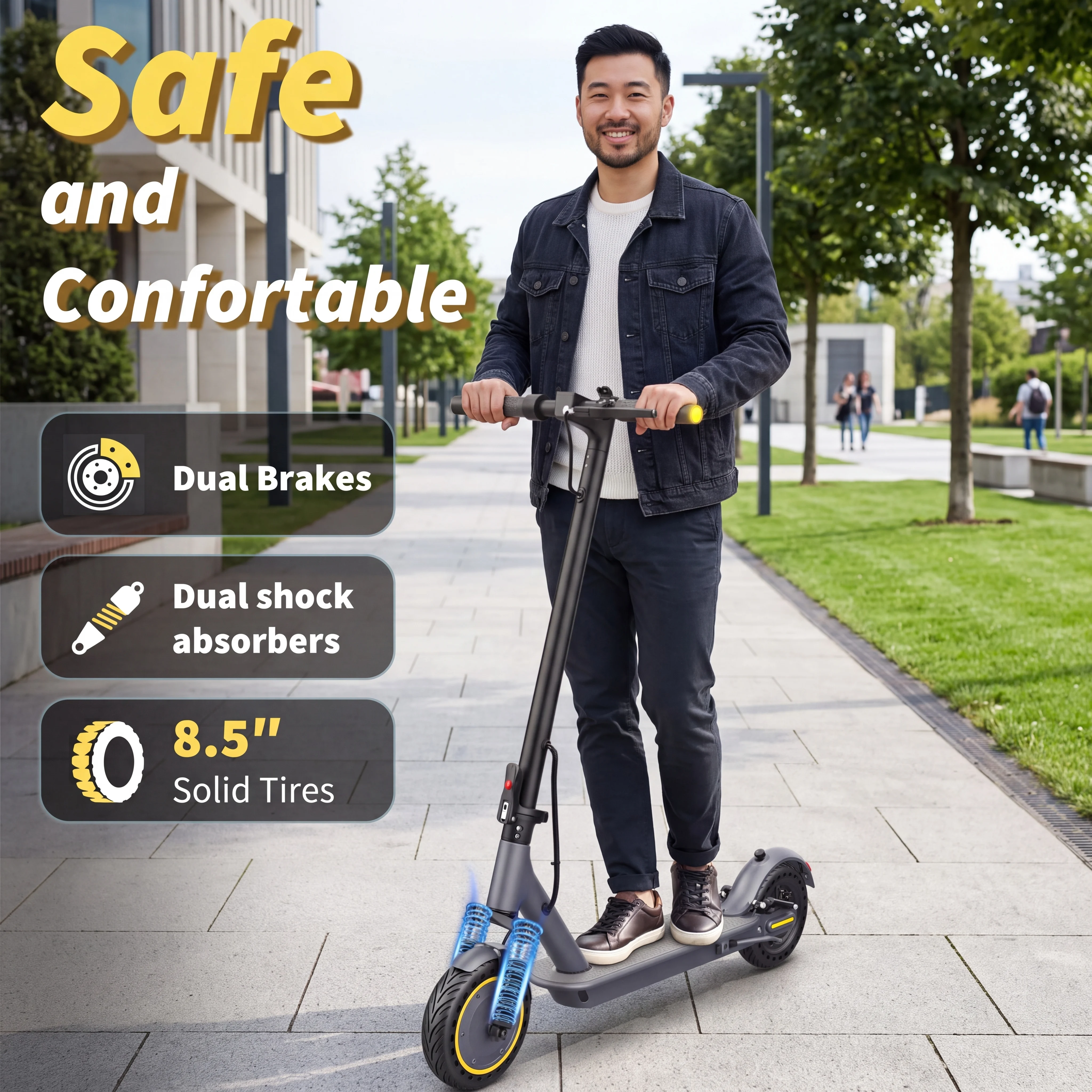 2026 New AOVOPRO Double Lighting Electric Scooter 8.5 Inch Tire Smart Escooter Top Speed 36V Battery Electric Scooter for Adults