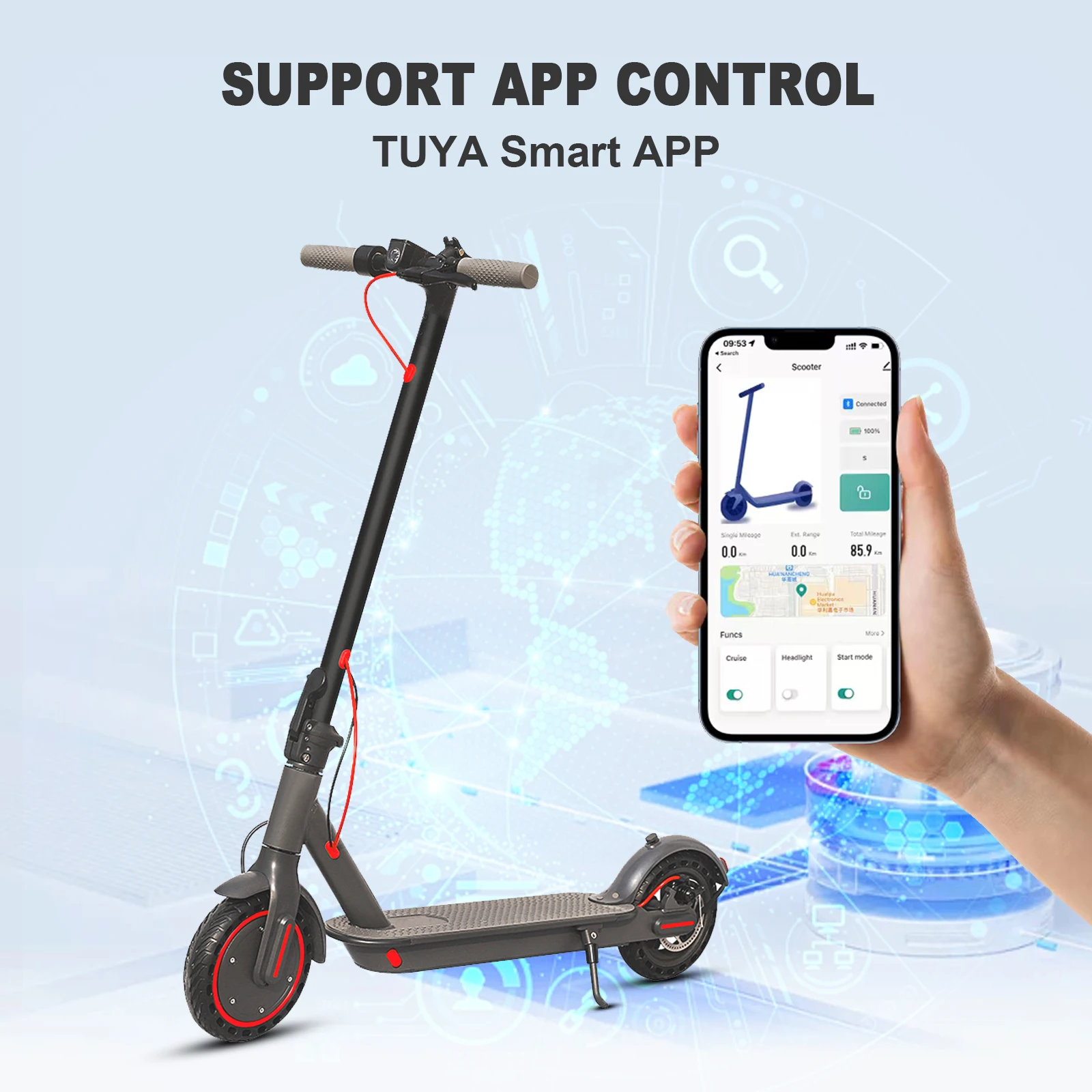 2026 New AOVOPRO Double Lighting Electric Scooter 8.5 Inch Tire Smart Escooter Top Speed 36V Battery Electric Scooter for Adults