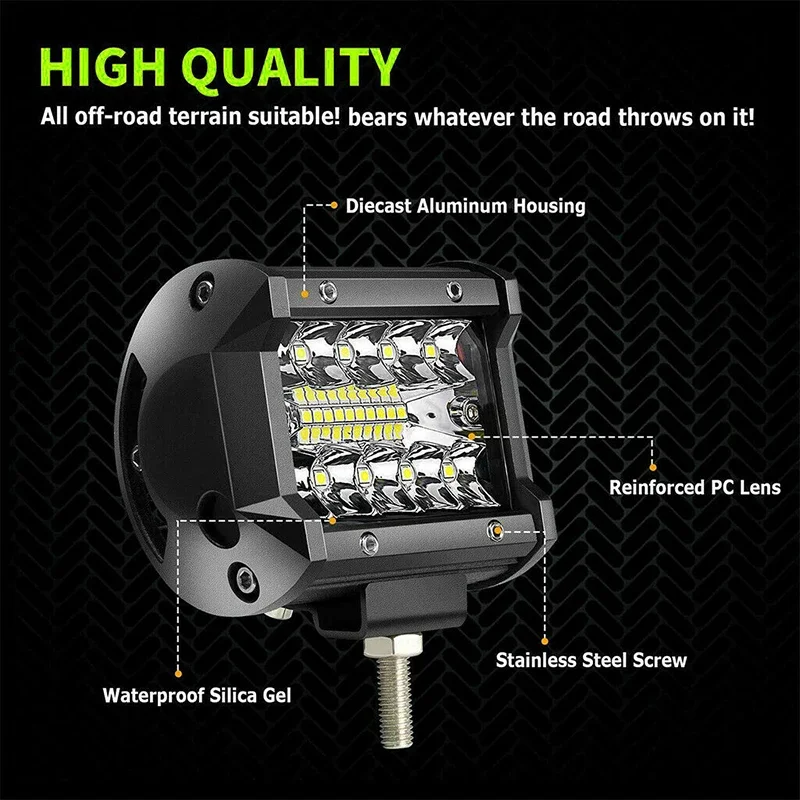 UNISHINE 12V 24V Headlight Truck Farm Tractor Boat SUV Light Bar/work Light Car LED Light Bar Offroad 4x4 Spotlights Fog Lamp