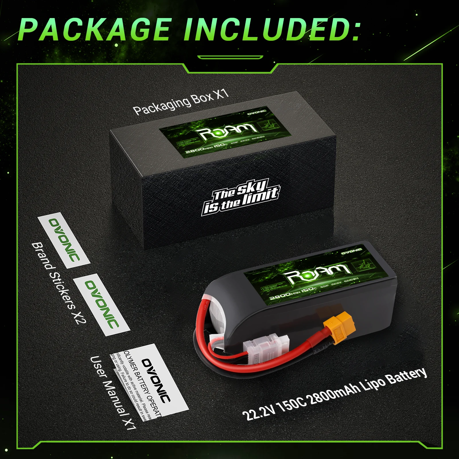 OVONIC 6S Lipo Battery 2800mAh 22.2V 150C with XT60 Plug for RC Truck Truggy Buggy Tank RC Car Racing Hobby